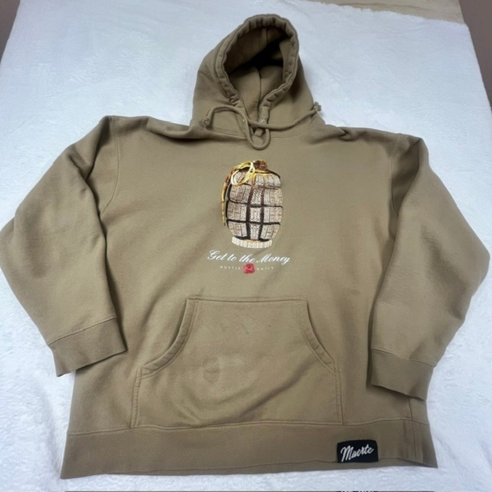 Muerte Mens Get To The Money Hustle‎ Daily Grenade Hoodie Tan 2XL